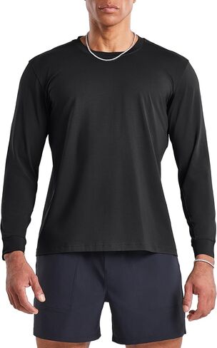 Ouber Men's Gym T-Shirt Sporty Workout Shirt Long Sleeve Casual Tops Athletic Fitness Tee in Kuwait