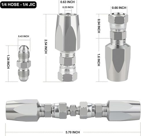 قطعتان من تركيبات إصلاح الخراطيم الهيدروليكية القابلة لإعادة الاستخدام مقاس 1/4 بوصة للمقاس #04 in Kuwait