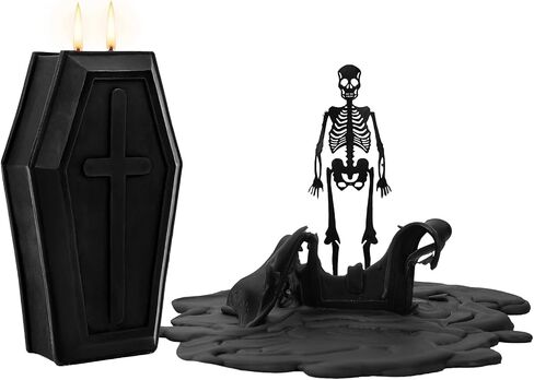 Coffin Skeleton Candles, Spooky Halloween Skull Decorations Indoor, Gothic Vintage Decor Horror Candle Gift for Home Table Room Bar in Saudi Arabia
