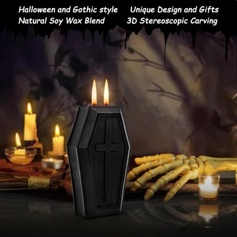 Coffin Skeleton Candles, Spooky Halloween Skull Decorations Indoor, Gothic Vintage Decor Horror Candle Gift for Home Table Room Bar in Saudi Arabia