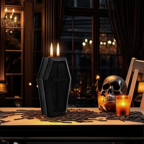 Coffin Skeleton Candles, Spooky Halloween Skull Decorations Indoor, Gothic Vintage Decor Horror Candle Gift for Home Table Room Bar in Saudi Arabia