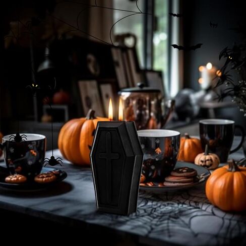 Coffin Skeleton Candles, Spooky Halloween Skull Decorations Indoor, Gothic Vintage Decor Horror Candle Gift for Home Table Room Bar in Saudi Arabia