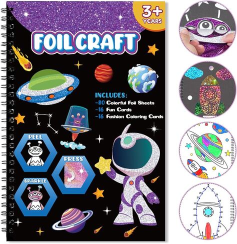 Art & Craft Activity,Foil Fun Dress Up DIY Art Kits,No Mess Creative Foil Art Kits Set Drawing Game for Kids,Birthday Gifts Crafts Supplies Kits Travel Toys for Girls Boys Ages 4 5 6 7 8 9 Year Old in Saudi Arabia