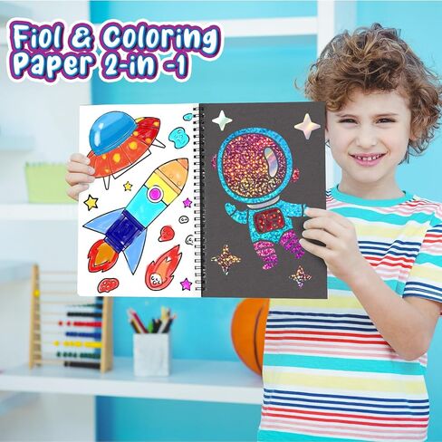 Art & Craft Activity,Foil Fun Dress Up DIY Art Kits,No Mess Creative Foil Art Kits Set Drawing Game for Kids,Birthday Gifts Crafts Supplies Kits Travel Toys for Girls Boys Ages 4 5 6 7 8 9 Year Old in Saudi Arabia