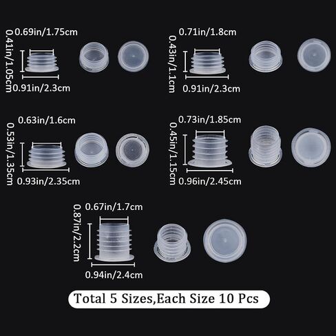 GORGECRAFT 50PCS 5 Sizes Clear Plastic Stopper with Pull Tab Salt and Pepper Shaker Stoppers Replacement Bottle Plug 10.5mm to 18mm Inner Diameter Reusable Column End Covers for Pots Bottles in Saudi Arabia