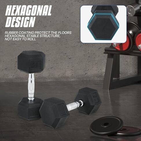 MADOG Hex-Dumbbells, Rubber Coated Cast Iron Dumbbell Set, Hand Weights With Anti-Slip Grip, 5-25 LBS in Saudi Arabia