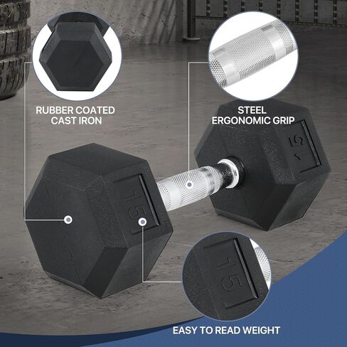 MADOG Hex-Dumbbells, Rubber Coated Cast Iron Dumbbell Set, Hand Weights With Anti-Slip Grip, 5-25 LBS in Saudi Arabia