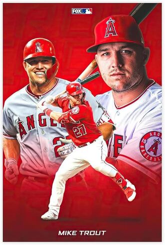 Mike Trout Baseball Posters for Wall Home Run Poster for Boys Bedroom Painting Wall Decor Signed Posters Unframe-style 12x18inch(30x45cm) in Saudi Arabia