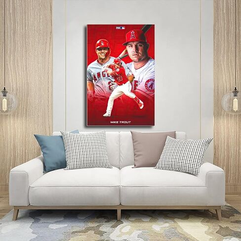 Mike Trout Baseball Posters for Wall Home Run Poster for Boys Bedroom Painting Wall Decor Signed Posters Unframe-style 12x18inch(30x45cm) in Saudi Arabia