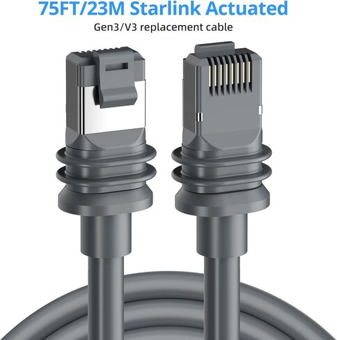 كابل Starlink gen 3، كابل تمديد بطول 150 قدم/46 متر لـ starlink V3، ملحقات سلك استبدال Star Link القياسية، كابل إيثرنت SL خارجي - رمادي in Saudi Arabia