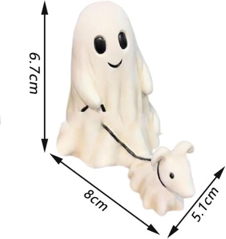 Halloween Ghost Walking Dog Statue, Ghost Walking His/Her Ghost Dog, Spooky Ghost Dog Halloween Figurine, Halloween Ghost Dog Statues, Cute Halloween Decorations Indoor Outdoor (7CM) in Saudi Arabia