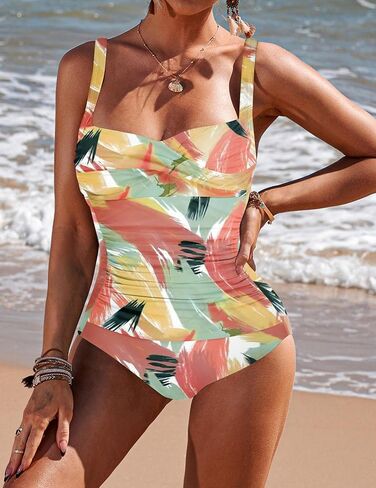 Ekouaer Womens One Piece Bathing Suits Backless Swimsuits Print Swimwear Rainbow in Saudi Arabia
