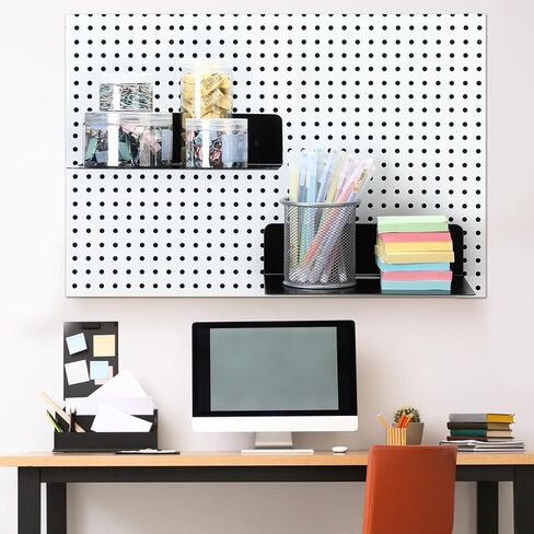 ثيروين 4 عبوات من أرفف منظم بيجبورد، صينية فولاذية معدنية مغناطيسية رف بيجبورد رف تثبيت على الحائط، سلة ملحقات بيجبورد لتنظيم طاولة العمل، المرآب، مكتب المطبخ، أسود in Kuwait