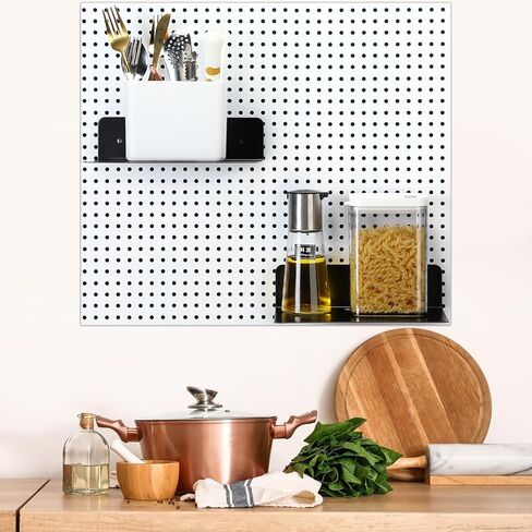 ثيروين 4 عبوات من أرفف منظم بيجبورد، صينية فولاذية معدنية مغناطيسية رف بيجبورد رف تثبيت على الحائط، سلة ملحقات بيجبورد لتنظيم طاولة العمل، المرآب، مكتب المطبخ، أسود in Kuwait