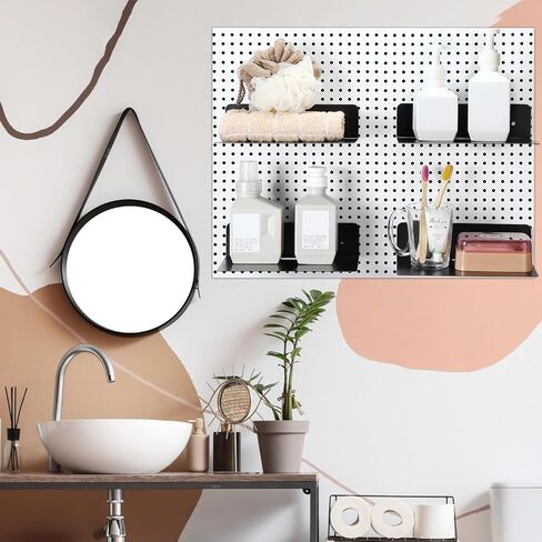 ثيروين 4 عبوات من أرفف منظم بيجبورد، صينية فولاذية معدنية مغناطيسية رف بيجبورد رف تثبيت على الحائط، سلة ملحقات بيجبورد لتنظيم طاولة العمل، المرآب، مكتب المطبخ، أسود in Kuwait