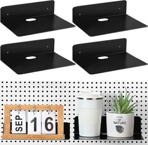 ثيروين 4 عبوات من أرفف منظم بيجبورد، صينية فولاذية معدنية مغناطيسية رف بيجبورد رف تثبيت على الحائط، سلة ملحقات بيجبورد لتنظيم طاولة العمل، المرآب، مكتب المطبخ، أسود in Kuwait