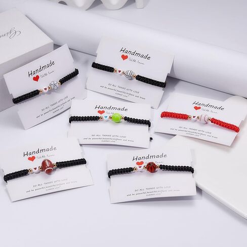 Football Bracelet for Women Men, Adjustable Handmade Braided Sports Rope Football Baseball Basketball Soccer Bracelet Player Sport Fans Matching Jewelry Gift in Saudi Arabia
