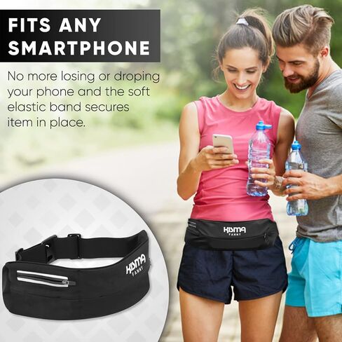 Kisma Running Fanny Pack and Sport Waist Belt for Runners, Hikers, and Travelers, Lightweight Moisture-Wicking Neoprene, Long Adjustable Strap to Fit Men and Women (Black) in Saudi Arabia
