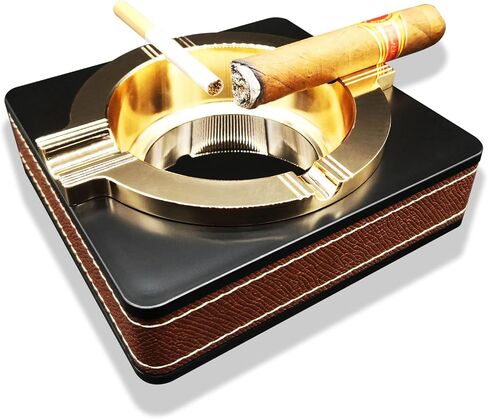 Cigar Ashtray and Ashtray for Cigarettes, Ash tray for Weed, Suitable for Indoor, Outdoor, Patio, Home, Office Use, Ash Holder for Smokers (Gold) in Saudi Arabia