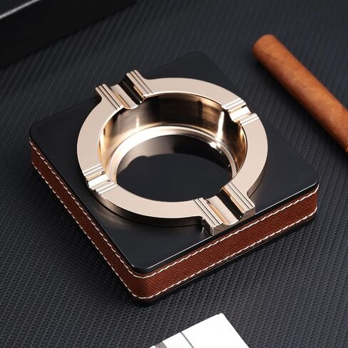 Cigar Ashtray and Ashtray for Cigarettes, Ash tray for Weed, Suitable for Indoor, Outdoor, Patio, Home, Office Use, Ash Holder for Smokers (Gold) in Saudi Arabia