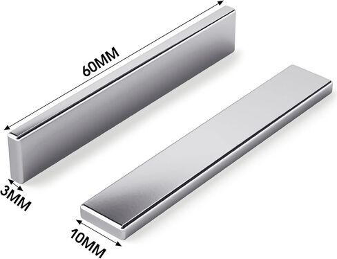 6 قطع من مغناطيسات الأرض النادرة القوية، مغناطيس النيوديميوم القوي مع لاصق مزدوج الجوانب، مغناطيس قوي شديد التحمل للمرآب والمطبخ والعلوم والحرف اليدوية والمكتب - 60 × 10 × 3 مم in Kuwait