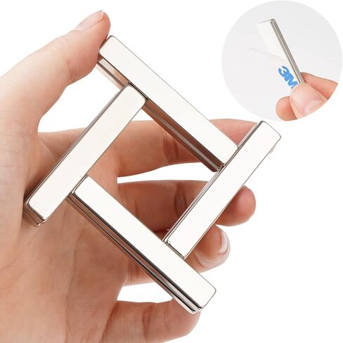 6 قطع من مغناطيسات الأرض النادرة القوية، مغناطيس النيوديميوم القوي مع لاصق مزدوج الجوانب، مغناطيس قوي شديد التحمل للمرآب والمطبخ والعلوم والحرف اليدوية والمكتب - 60 × 10 × 3 مم in Kuwait