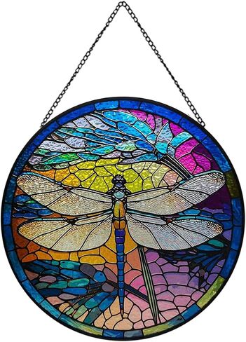 اليعسوب نافذة الزجاج الملون شنقا، لوحة الزجاج الملون شنقا الديكور، نافذة suncatcher ديكور لغرفة النوم مكتب حديقة المطبخ زخرفة (اليعسوب ب) in Saudi Arabia
