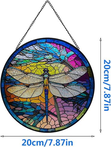 اليعسوب نافذة الزجاج الملون شنقا، لوحة الزجاج الملون شنقا الديكور، نافذة suncatcher ديكور لغرفة النوم مكتب حديقة المطبخ زخرفة (اليعسوب ب) in Saudi Arabia