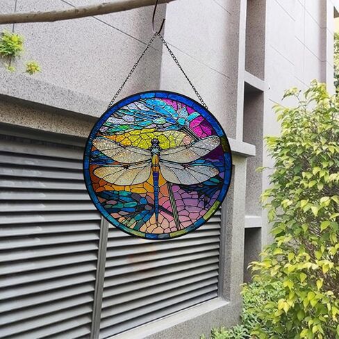 اليعسوب نافذة الزجاج الملون شنقا، لوحة الزجاج الملون شنقا الديكور، نافذة suncatcher ديكور لغرفة النوم مكتب حديقة المطبخ زخرفة (اليعسوب ب) in Saudi Arabia