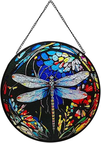 اليعسوب نافذة الزجاج الملون شنقا، لوحة الزجاج الملون شنقا الديكور، نافذة suncatcher ديكور لغرفة النوم مكتب حديقة المطبخ زخرفة (اليعسوب ب) in Saudi Arabia