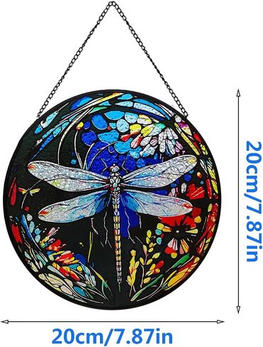 اليعسوب نافذة الزجاج الملون شنقا، لوحة الزجاج الملون شنقا الديكور، نافذة suncatcher ديكور لغرفة النوم مكتب حديقة المطبخ زخرفة (اليعسوب ب) in Saudi Arabia