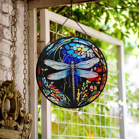اليعسوب نافذة الزجاج الملون شنقا، لوحة الزجاج الملون شنقا الديكور، نافذة suncatcher ديكور لغرفة النوم مكتب حديقة المطبخ زخرفة (اليعسوب ب) in Saudi Arabia