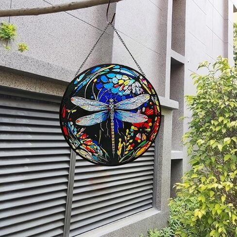 اليعسوب نافذة الزجاج الملون شنقا، لوحة الزجاج الملون شنقا الديكور، نافذة suncatcher ديكور لغرفة النوم مكتب حديقة المطبخ زخرفة (اليعسوب ب) in Saudi Arabia