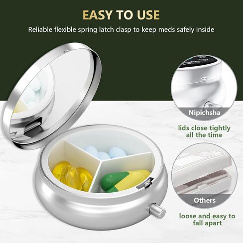Nipichsha Pill Box, Small Pill Case for Purse & Pocket, Cute Medicine Organizer Travel Pillbox, Portable Pill Container Holder to Hold Vitamins, Medication, Fish Oil & Supplement, Cute Dumpster in Saudi Arabia