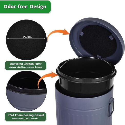 سلة مهملات فضلات الكلاب للاستخدام في الهواء الطلق، محطة نفايات الكلاب مع غطاء بدواسة بدون استخدام اليدين، حاوية سعة 3.1 جالون، حديقة المنزل، ساحة المطبخ، مع 200 كيس قمامة بلاستيكي و12 فلتر كربون منشط T-Y-B in Kuwait