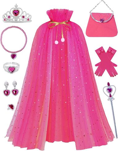 Princess Dress up Clothes for Little Girl, 10Pcs Princess Cape with Crown, Cosplay Christmas Halloween Birthday Gift in Saudi Arabia
