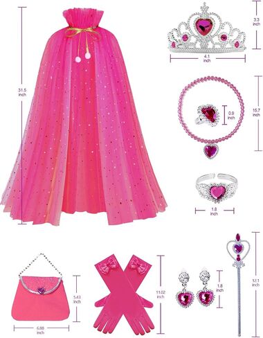Princess Dress up Clothes for Little Girl, 10Pcs Princess Cape with Crown, Cosplay Christmas Halloween Birthday Gift in Saudi Arabia