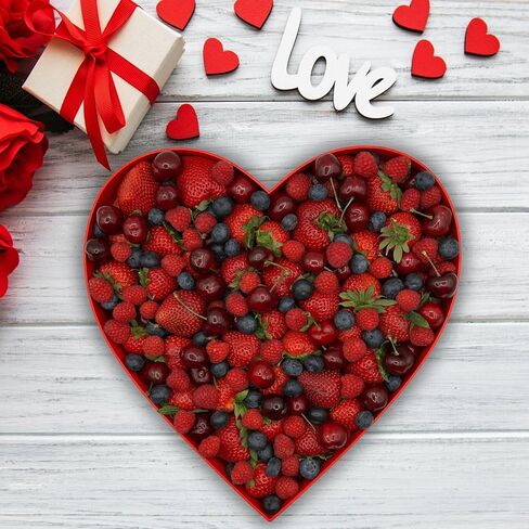 صندوق LoveLe Box مقاس 13.5 بوصة من الورق المقوى على شكل قلب، قابل للتعبئة للفحم وألواح الرعي وصندوق هدايا الأم والوجبات الخفيفة من الفاكهة والحلوى والكب كيك وتنسيقات الزهور | أحمر (أحمر)، LB001 in Saudi Arabia