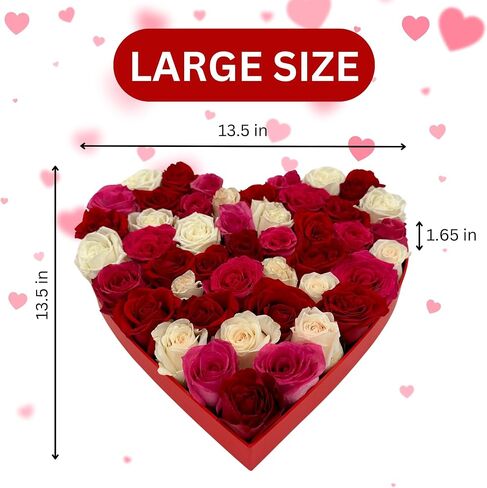 صندوق LoveLe Box مقاس 13.5 بوصة من الورق المقوى على شكل قلب، قابل للتعبئة للفحم وألواح الرعي وصندوق هدايا الأم والوجبات الخفيفة من الفاكهة والحلوى والكب كيك وتنسيقات الزهور | أحمر (أحمر)، LB001 in Saudi Arabia