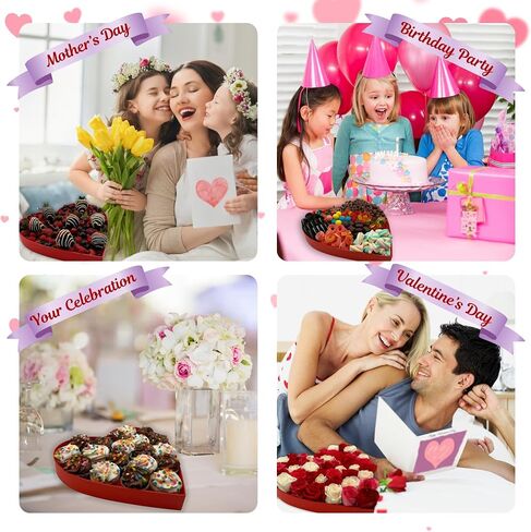 صندوق LoveLe Box مقاس 13.5 بوصة من الورق المقوى على شكل قلب، قابل للتعبئة للفحم وألواح الرعي وصندوق هدايا الأم والوجبات الخفيفة من الفاكهة والحلوى والكب كيك وتنسيقات الزهور | أحمر (أحمر)، LB001 in Saudi Arabia