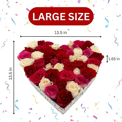 LoveLe Box 13.5'' Heart Shaped Cardboard Box, Fillable for Charcuterie, Grazing Boards, Mom Gift Box, Fruit Snacks, Candy, Cupcakes, and Flower Arrangements | Red (Red), LB001 in Saudi Arabia