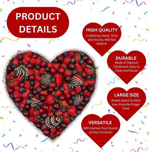 LoveLe Box 13.5'' Heart Shaped Cardboard Box, Fillable for Charcuterie, Grazing Boards, Mom Gift Box, Fruit Snacks, Candy, Cupcakes, and Flower Arrangements | Red (Red), LB001 in Saudi Arabia