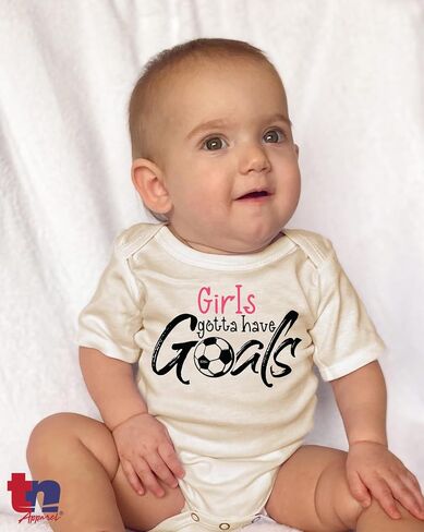TeeNow - Girls/Guys gotta have Goals! - Soccer Sports Baby/Infant Bodysuit, Boy/Girl Unisex, Short Sleeve in Saudi Arabia