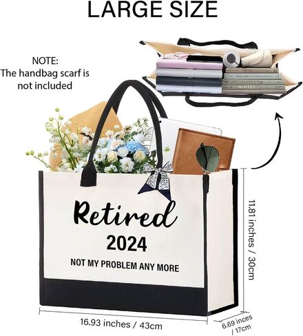 Retirement Gift for Woman Coworker Retirement Gifts for Women - Cool Retirement Toge Bag Present Keepsake for Retired Teacher, Happy Retirement Party Decorations Supplies, Jute and Canvas Tote Bag in Saudi Arabia