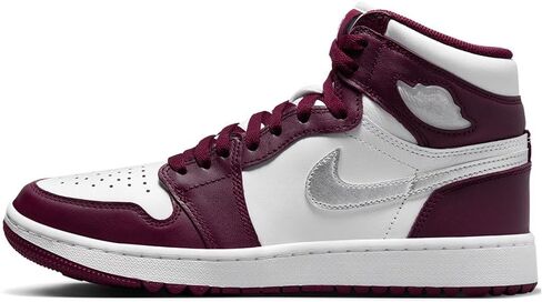 NIKE Air Jordan I High G Men's Golf Shoes (DQ0660-103, White/Bordeaux/Metallic Silver) Size 9 in Saudi Arabia