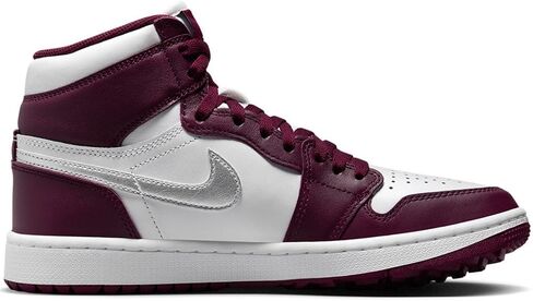 NIKE Air Jordan I High G Men's Golf Shoes (DQ0660-103, White/Bordeaux/Metallic Silver) Size 9 in Saudi Arabia