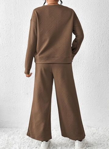 YIJIU Women's Casual 2 Piece Outfits Lounge Sets Long Sleeve Pullover Tops and Drawstring Wide Leg Pants Sweatsuit Tracksuit in Saudi Arabia