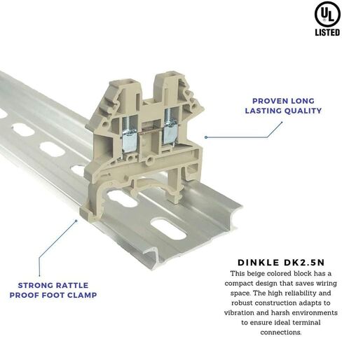 Dinkle Beige DK2.5N DIN محطة السكك الحديدية كتلة المسمار نوع UL 600V 20A 12-22AWG (10) in Saudi Arabia
