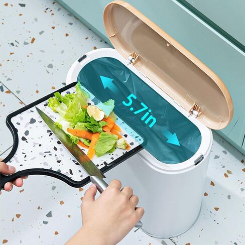 سلة مهملات الحمام من أورالفا مع غطاء، 10 لتر/2.6 جالون، سلة قمامة صغيرة مقاومة للكلاب، سلة نفايات حديثة مع سطح ضغط، سلة مهملات مطبخ بلاستيكية رفيعة لغرفة النوم والمرحاض والمكتب (أبيض) in Kuwait