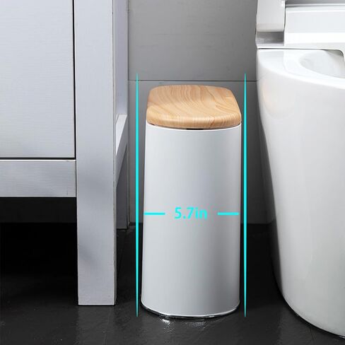 سلة مهملات الحمام من أورالفا مع غطاء، 10 لتر/2.6 جالون، سلة قمامة صغيرة مقاومة للكلاب، سلة نفايات حديثة مع سطح ضغط، سلة مهملات مطبخ بلاستيكية رفيعة لغرفة النوم والمرحاض والمكتب (أبيض) in Kuwait